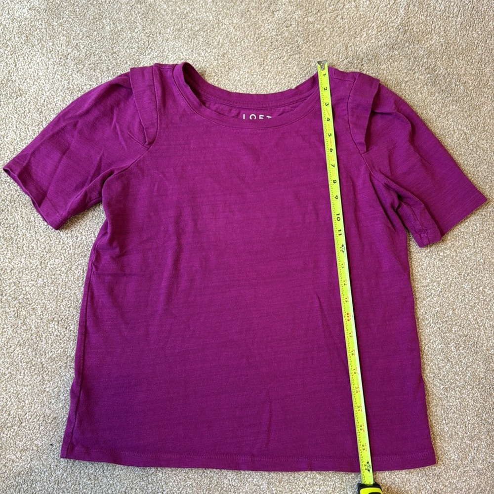LOFT Rich Purple Amethyst Short Sleeve Sweatshirt Sweater Tee Women's Size Small - Picture 3 of 8